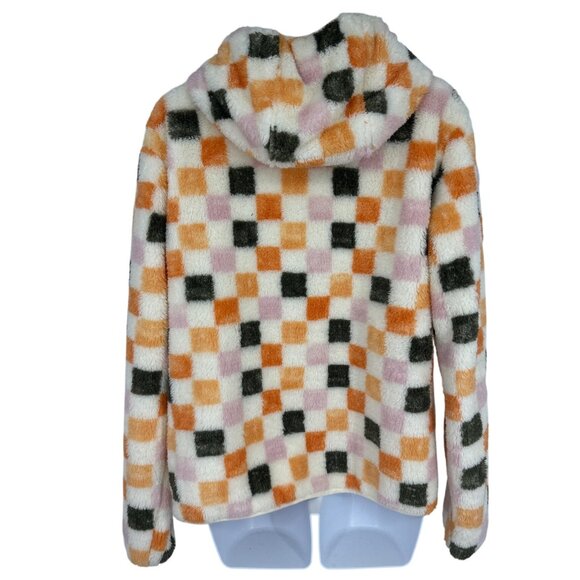 Eddie Bauer Kids Dust Fleece Plush Hooded Jacket Checkered Print XL - Picture 6 of 13